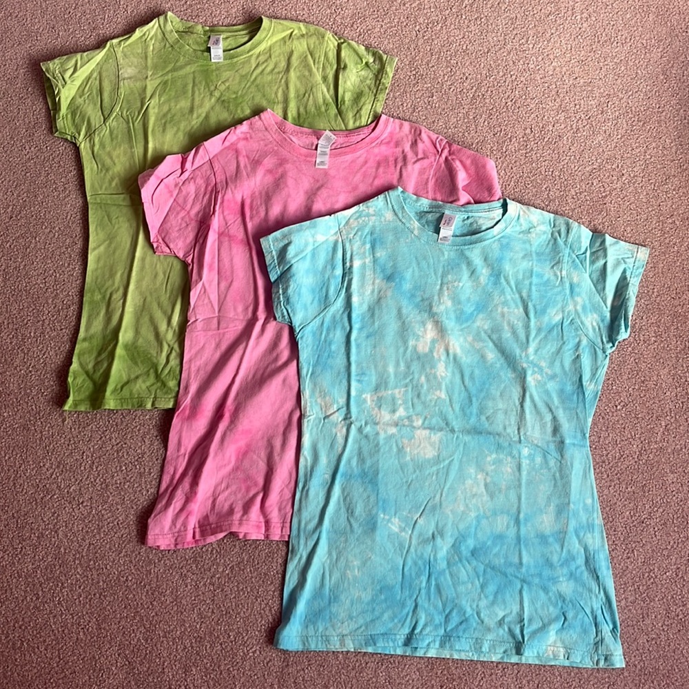SET OF 3 TIE DYE Green, Pink, Blue Sizes M/L